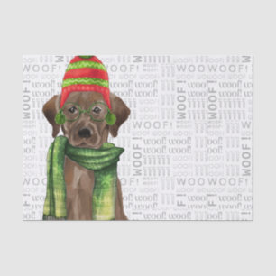 Woof Word Art and Christmas Chocolate Lab Tissue Paper