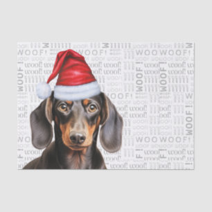 Woof Word Art and Christmas Smooth Dachshund Dog Tissue Paper