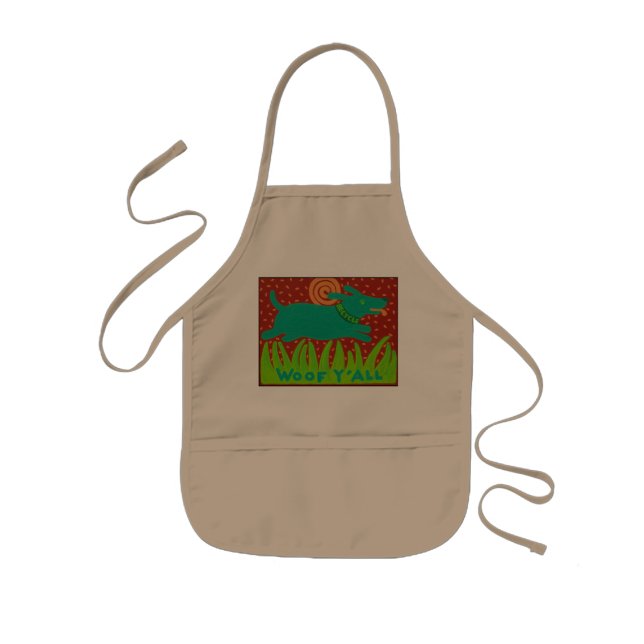 Woof Y'all Cotton Apron with Front Pocket (Front)