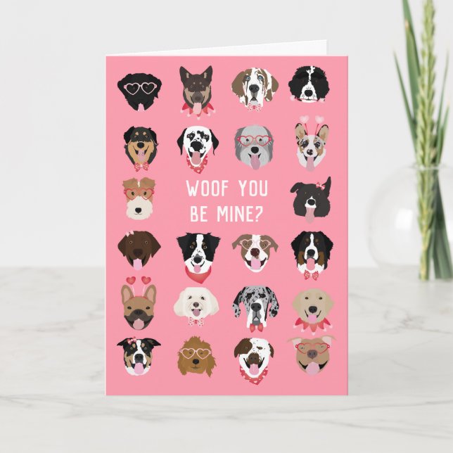 Woof You Be Mine Dog Face Pattern Card (Front)