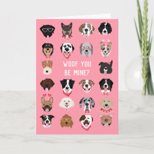 Woof You Be Mine Dog Face Pattern Card