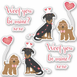 Woof You Be Mine Valentine Dogs