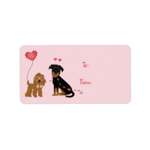 Woof You Be Mine Valentine Dogs Label