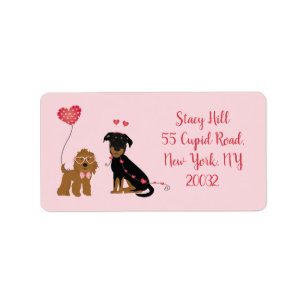 Woof You Be Mine Valentine Dogs Label