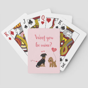 Woof You Be Mine Valentine Dogs Playing Cards