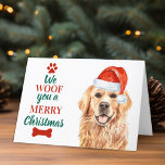 Woof You Merry Christmas Cute Dog Golden Retriever Holiday Card<br><div class="desc">We Woof You a Merry Christmas! Add a little humour and send cute Pawsitive Holiday wishes with this adorable and funny Golden Retriever Christmas Card . Personalise with your message and name, or delete to handwrite . This golden retriever christmas card…. will be a favourite among golden retriever lovers and...</div>