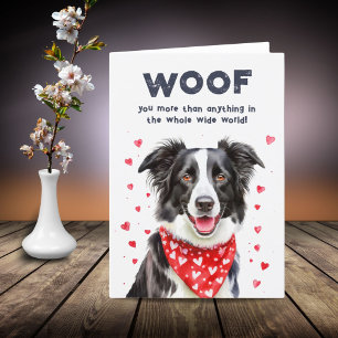 Woof you more than Border Collie Heart Bandanna Holiday Card