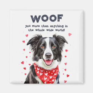 Woof you more than Border Collie Heart Bandanna Magnet
