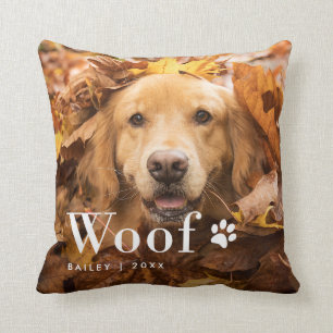 Woof Your Dog's Photo and a Paw Print Cushion