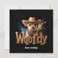 Woofdy Funny Western Cowboy Dog in Texas