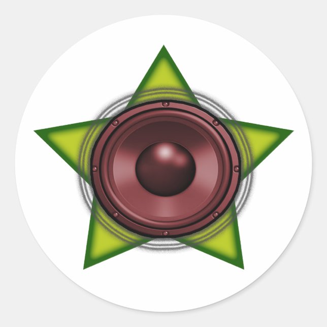 Woofer Rasta star Dub Reggae Dubstep Classic Round Sticker (Front)