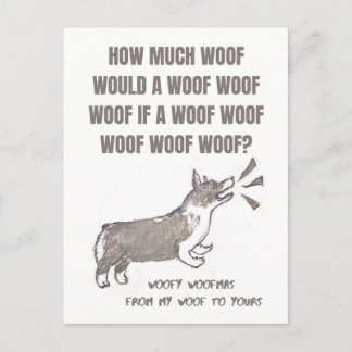 Woofy Woofmas: Christmas card with barking corgi