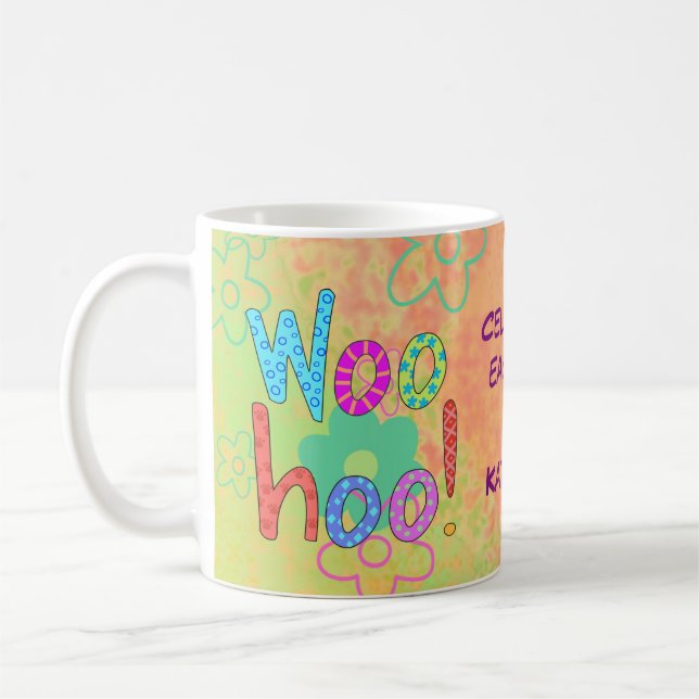 Woohoo Celebrate Day Name Personalised Graphic Coffee Mug (Left)