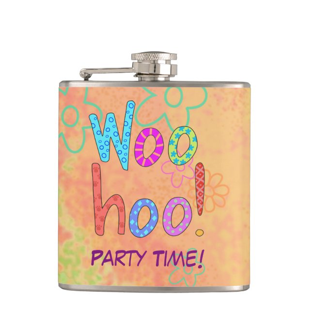 WooHoo Party Time Name Personalised Word Hip Flask (Front)