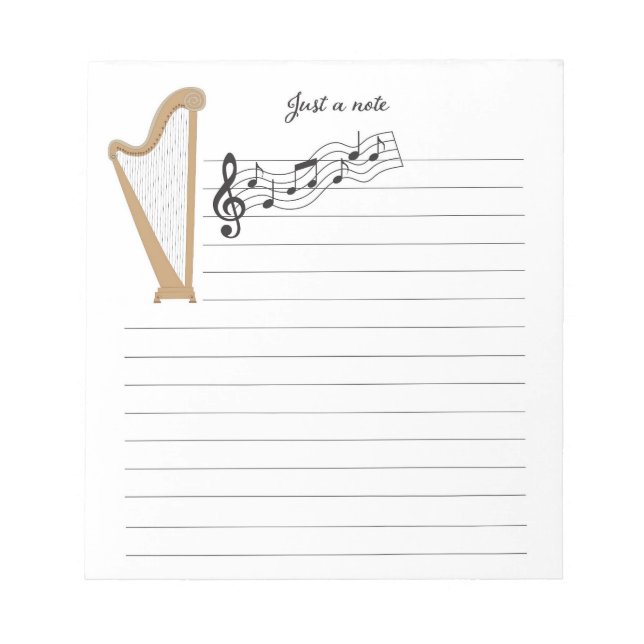 Wooiden Harp with music notes note pad (Front)