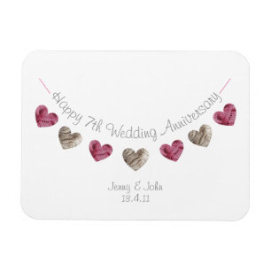 Wool 7th wedding anniversary bunting gift magnet