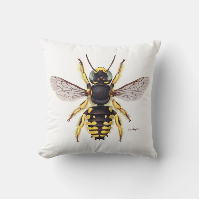 Wool Carder Bee pillow (Front)