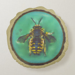 Wool Carder Bee Round Cushion
