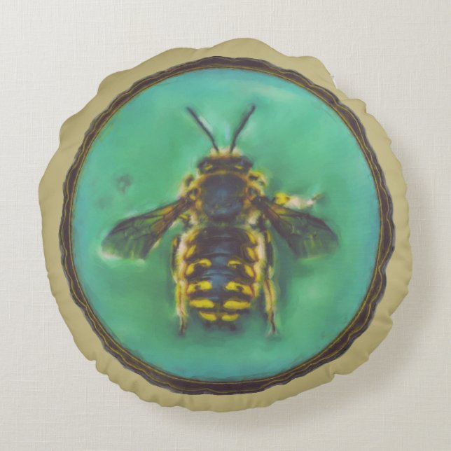 Wool Carder Bee Round Cushion (Back)