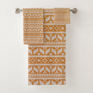 Wool Cross Stitch Knit Knitted Christmas Pattern   Bath Towel Set