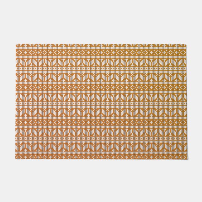 Wool Cross Stitch Knit Knitted Christmas Pattern | Doormat (Front)