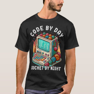 Wool Nerd Handmade Crochet Coding By Day Knitting T-Shirt