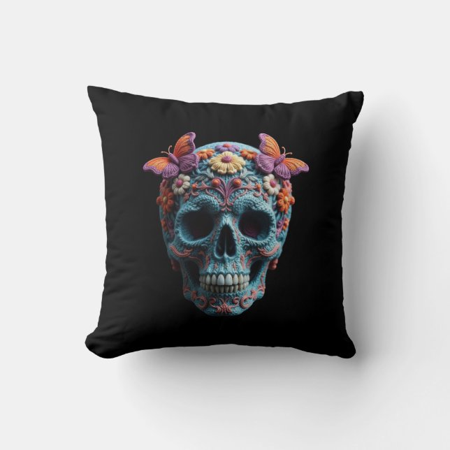 Wool Skull Cushion (Front)