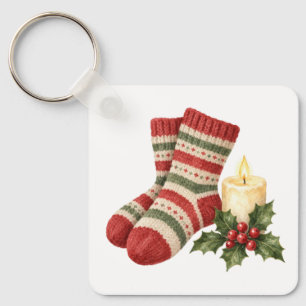 Wool Socks and Candle Key Ring