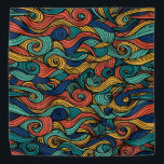 Wool Topped paisley      Bandana<br><div class="desc">Is a vibrant and eye-catching one, featuring a colourful paisley pattern that gives the impression of being woven from numerous wool threads. The colour palette consists of four distinct and lively colours: yellow, turquoise, dark blue, and orange. The use of yellow adds a sunny and cheerful element to the design,...</div>