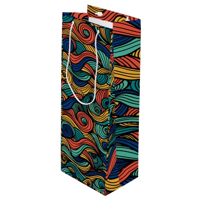 Wool Topped paisley      Wine Gift Bag (Front Angled)