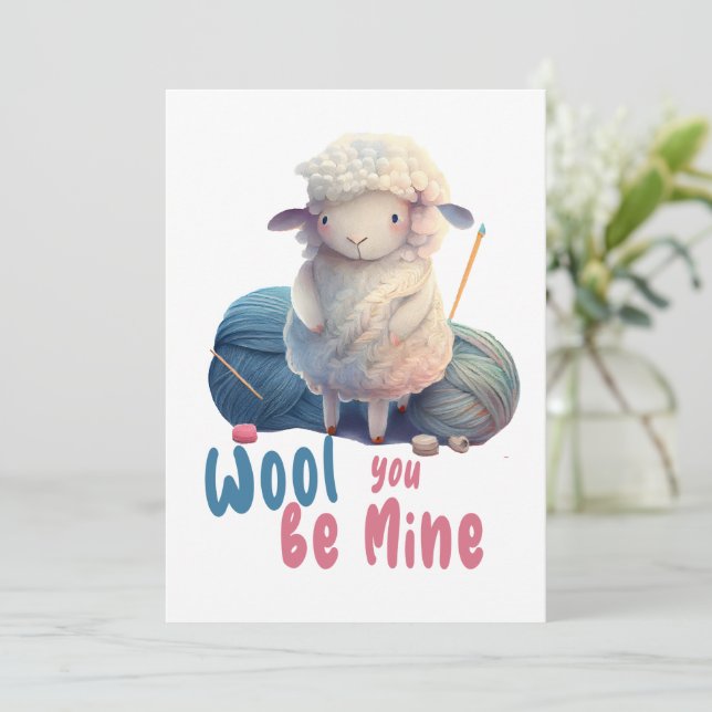 WOOL you be mine, cute and funny  Invitation (Standing Front)