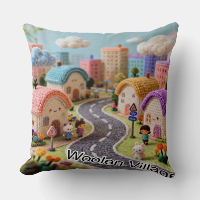 Woolen Village  Cushion (Front)