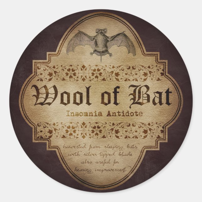 Woolf of Bat Apothecary Classic Round Sticker (Front)