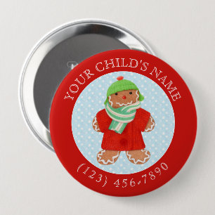 WOOLIE GINGERBRAD Child ID Button - Red