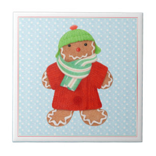 WOOLIE GINGERBREAD 4.25x4.25 Ceramic Tile + Snow