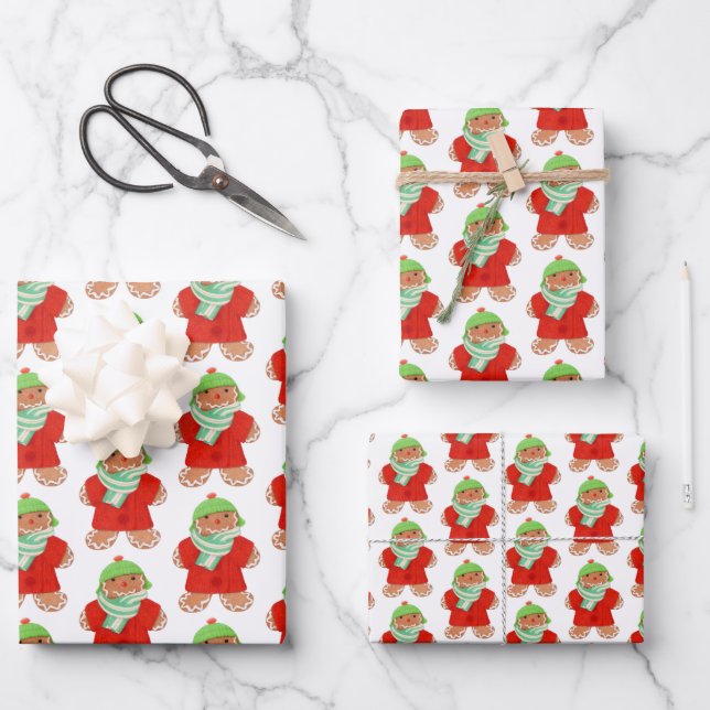 WOOLIE GINGERBREAD Flat Sheet Wrapping Paper  (Front)