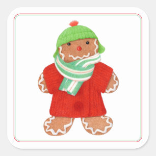 WOOLIE GINGERBREAD Large Square Stickers