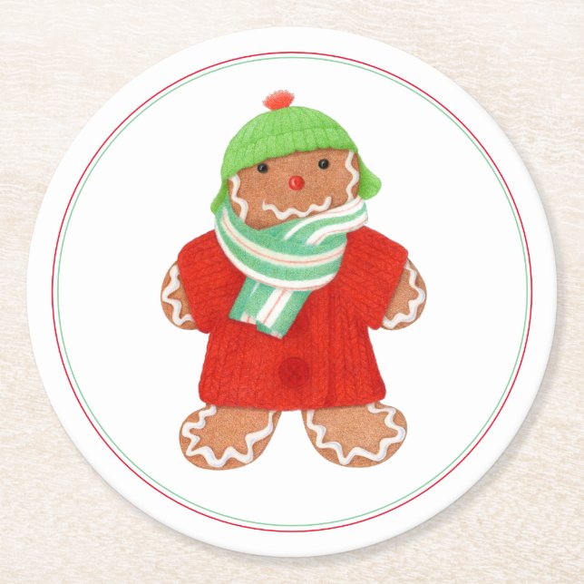WOOLIE GINGERBREAD Round Paper Coasters (Front)