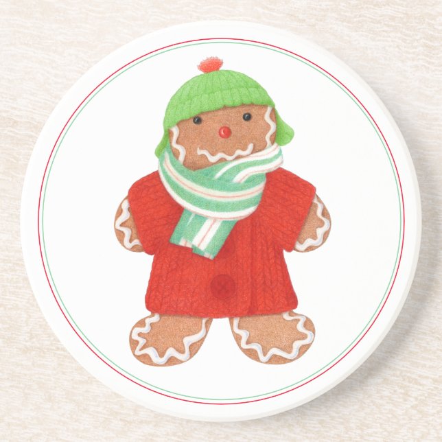 WOOLIE GINGERBREAD Round Sandstone Coaster (Front)