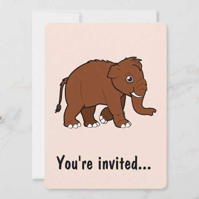 Woolly Mammoth Birthday Party Invitation (Front)