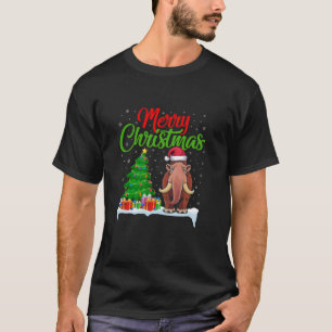 Woolly Mammoth Christmas Tree Lights Xmas Woolly M T-Shirt