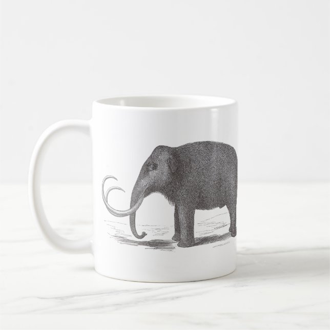 Woolly Mammoth Extinct Mastodon Antique Print Coffee Mug (Left)
