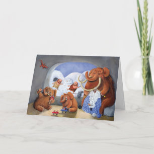 Woolly Mammoth Family in Ice Age Card