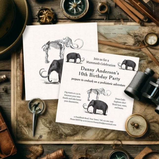 Woolly Mammoth Good Times Boys Birthday Party Invitation (Creator Uploaded)