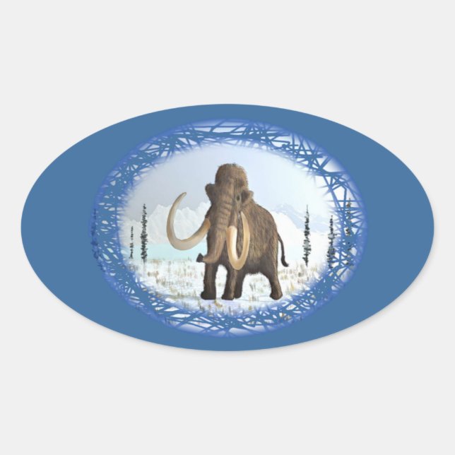Woolly Mammoth Oval Sticker (Front)