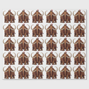 Woolly Mammoth Wrapped in Christmas Lights Wrapping Paper