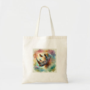 Woolly Rhinoceros 120924AREF146 - Watercolor Tote Bag