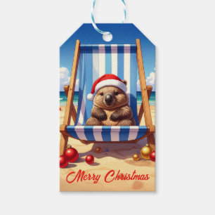 Woolly Wombat Santa hat Merry Christmas Gift Tags