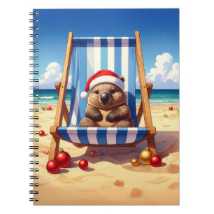 Woolly Wombat Santa hat Merry Christmas Notebook