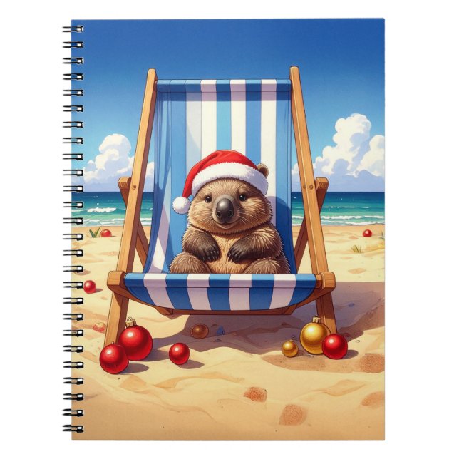 Woolly Wombat Santa hat Merry Christmas Notebook (Front)